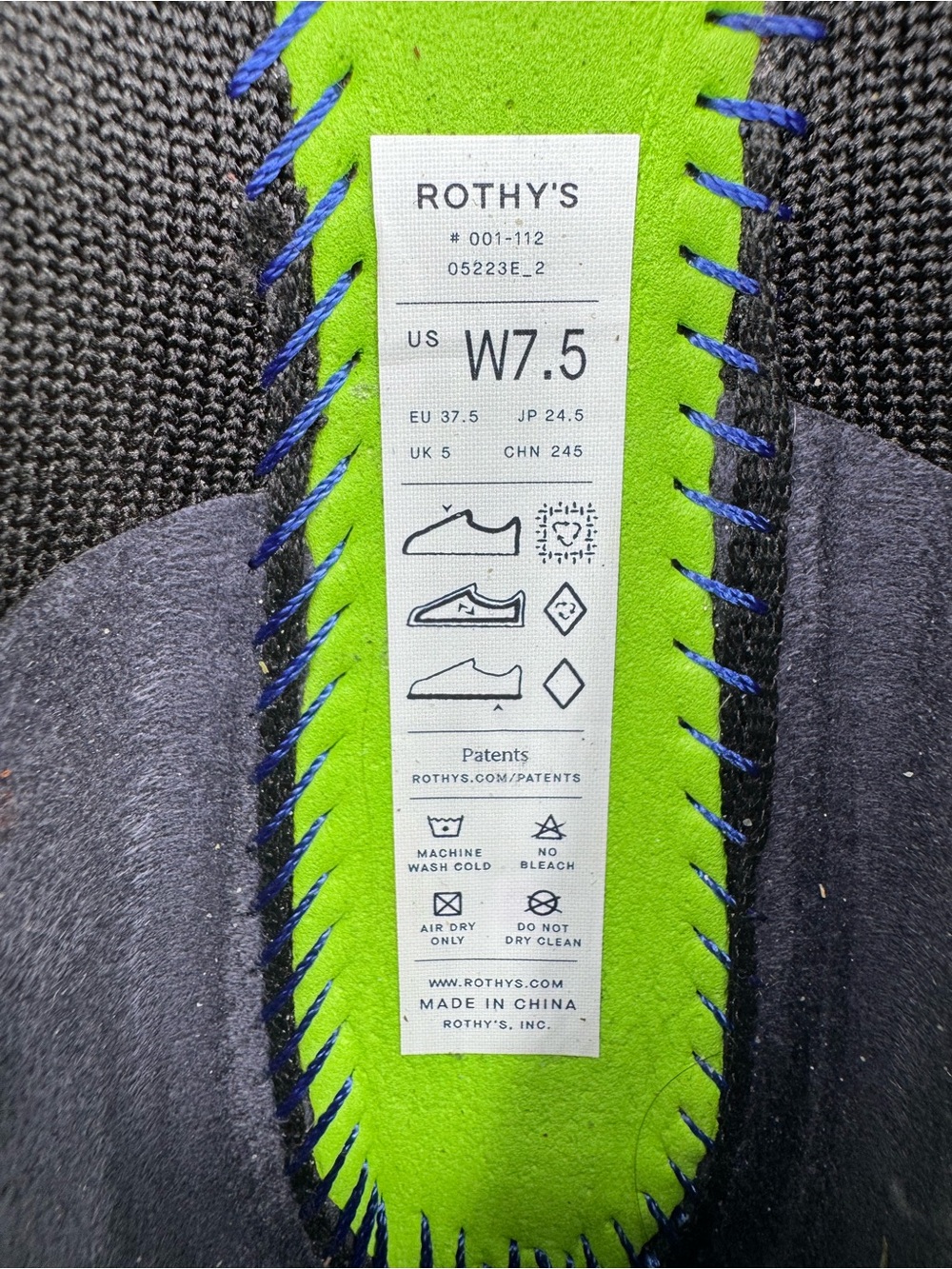 Rothy’s The Flat Ballet Flats Women’s Size 7.5 Black Round Toe Knit - Picture 13 of 14
